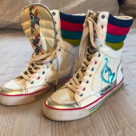 Baby Phat high top tennis shoes sneakers colorful 8.5 rainbow - Picture 2 of 11
